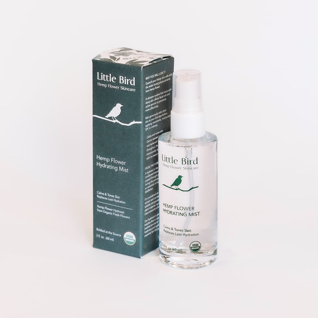 Hemp Flower Hydrating Mist clear bottle with packaging