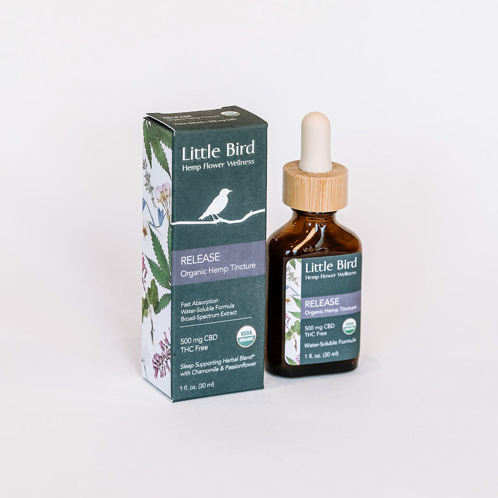 RELEASE Organic Hemp Tincture bottle with packaging